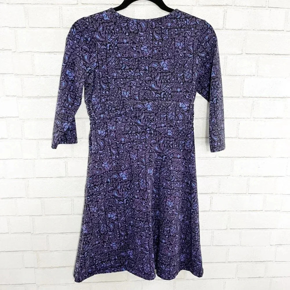 Patagonia Purple Floral 3/4 Sleeve Athleisure Dress Women's Size Small - Picture 4 of 6